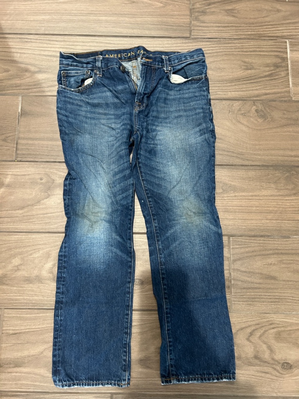 American Eagle Outfitters Men's Dark Blue Straight Jeans